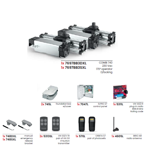 Fadini Combi 740 Kit for Pair of Swing Gates
