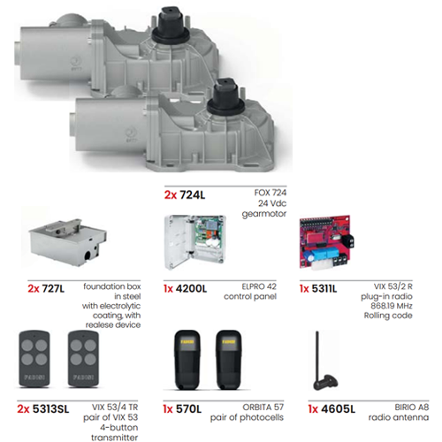 Fadini Fox 724 Kit for Pair of Swing Gates