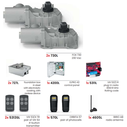 Fadini Fox 730 Kit for Pair of Swing Gates